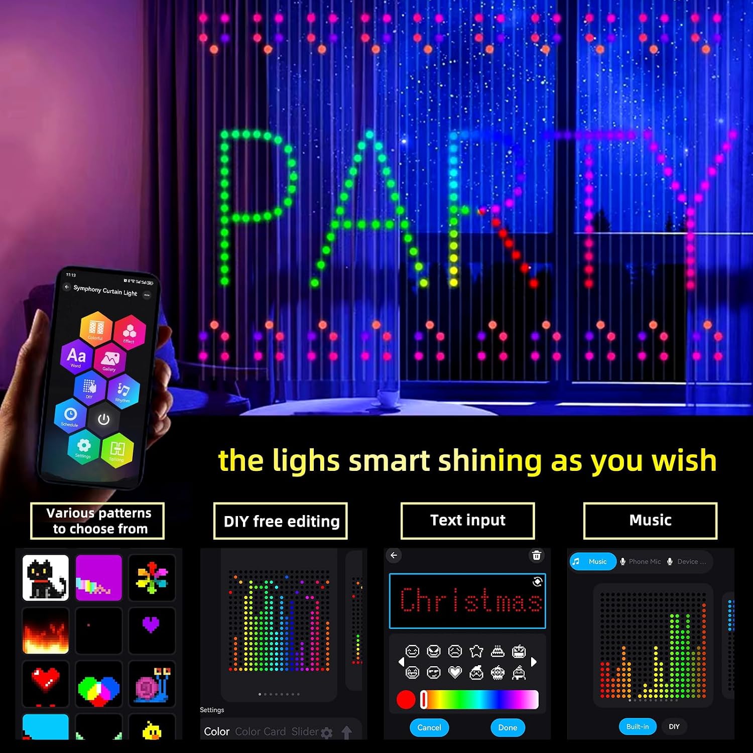 Smart Garden Diy - Slimme LED-gordijnverlichting DIY Point Control Fairy
