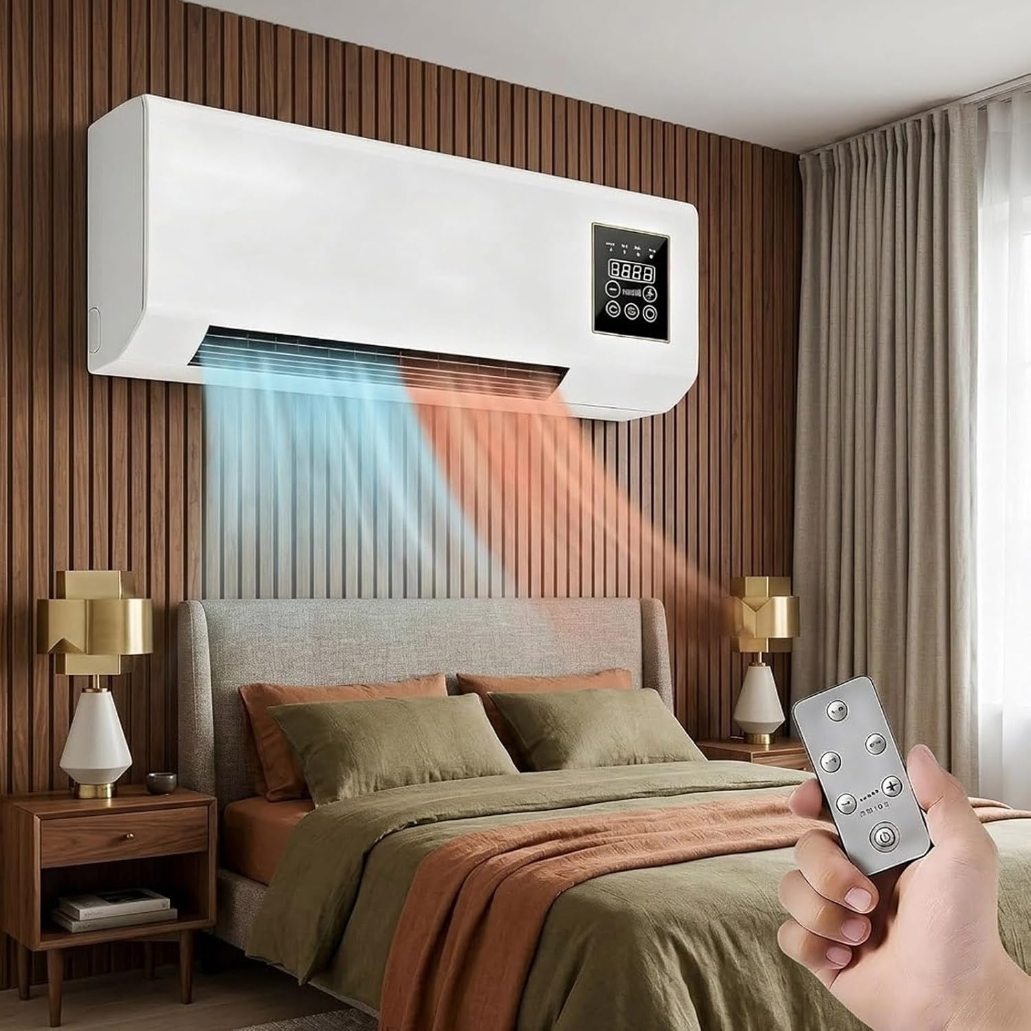 Smart Garden Offices - Wandgemonteerde airconditionerventilator, 2-in-1 verwarmings- en koelingscombinatie,