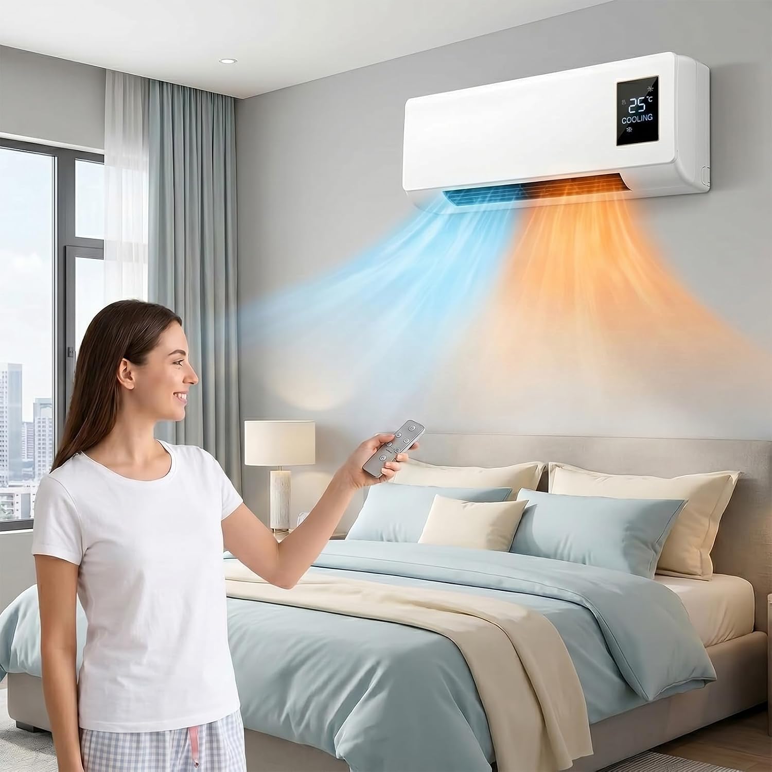 Smart Garden Offices - Draagbare aan de muur gemonteerde airconditionerventilator,